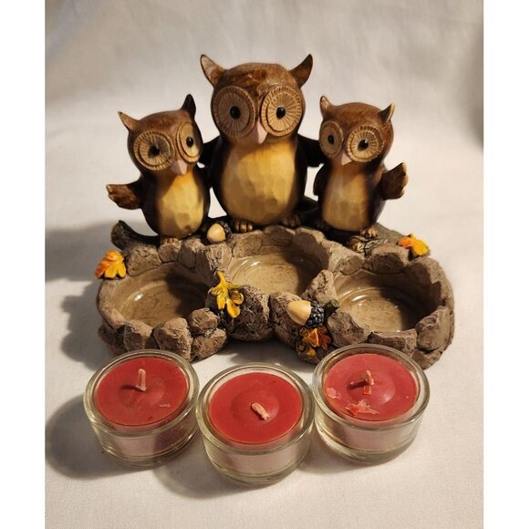 Yankee Candle Triple Owl Candle Holder With Tealights - Picture 3 of 9